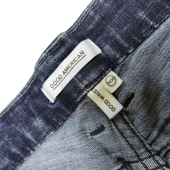 Good American Womens 10/30 Good Waist Crop Jeans Blue High Rise Dark Wash Denim - Picture 8 of 16